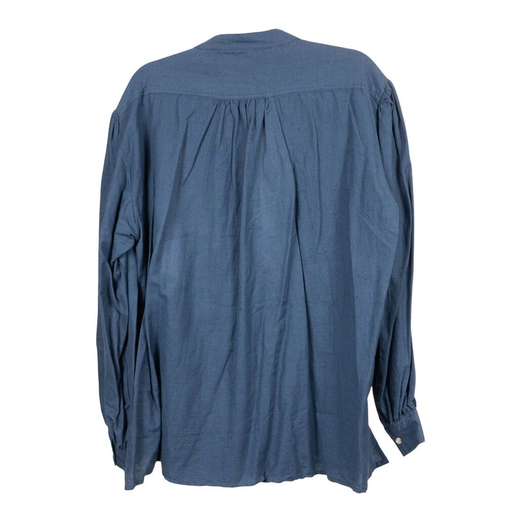 Y2K Embroidered Tunic Blouse M Linen Floral Pleated Button 90s Boho Layering Top - Picture 6 of 6
